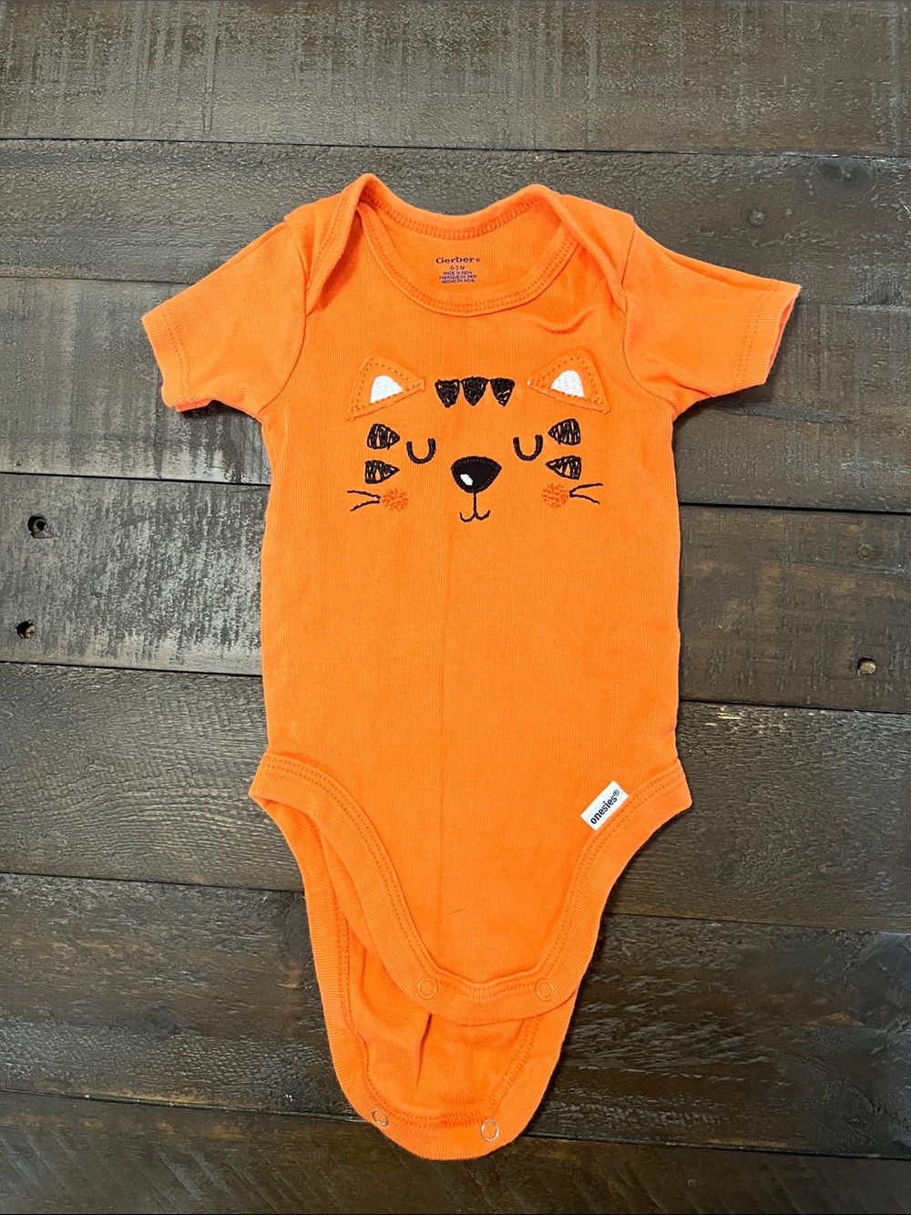 Gerber Orange Tiger Face Short-Sleeve One-Piece